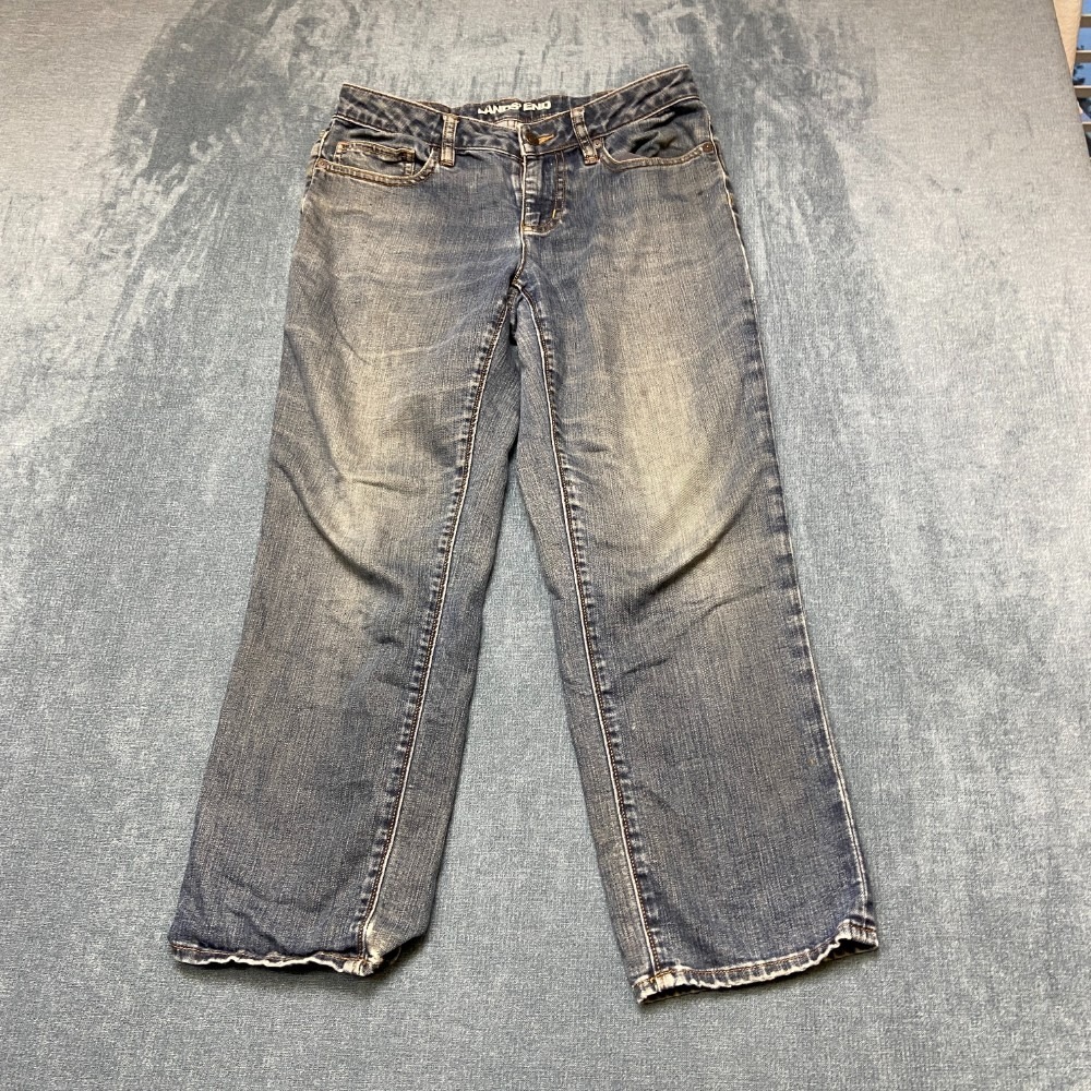 Lands' End Cropped Jeans Womens 4 Petite Blue Denim Mid Rise Streetwear Comfort